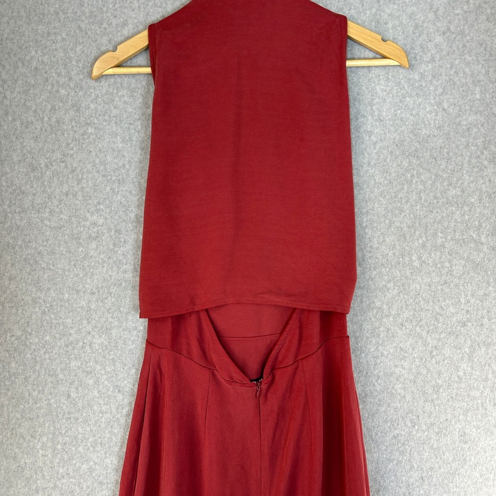 Tommy Bahama Womens Size 2 Red 100% Silk Wrap Tie Front Sleeveless Maxi Dress - Picture 7 of 16